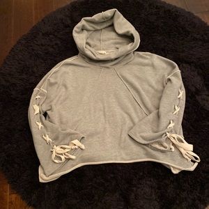 POL hooded grey dressy sweatshirt size S. Can fit M and L also. Blousy